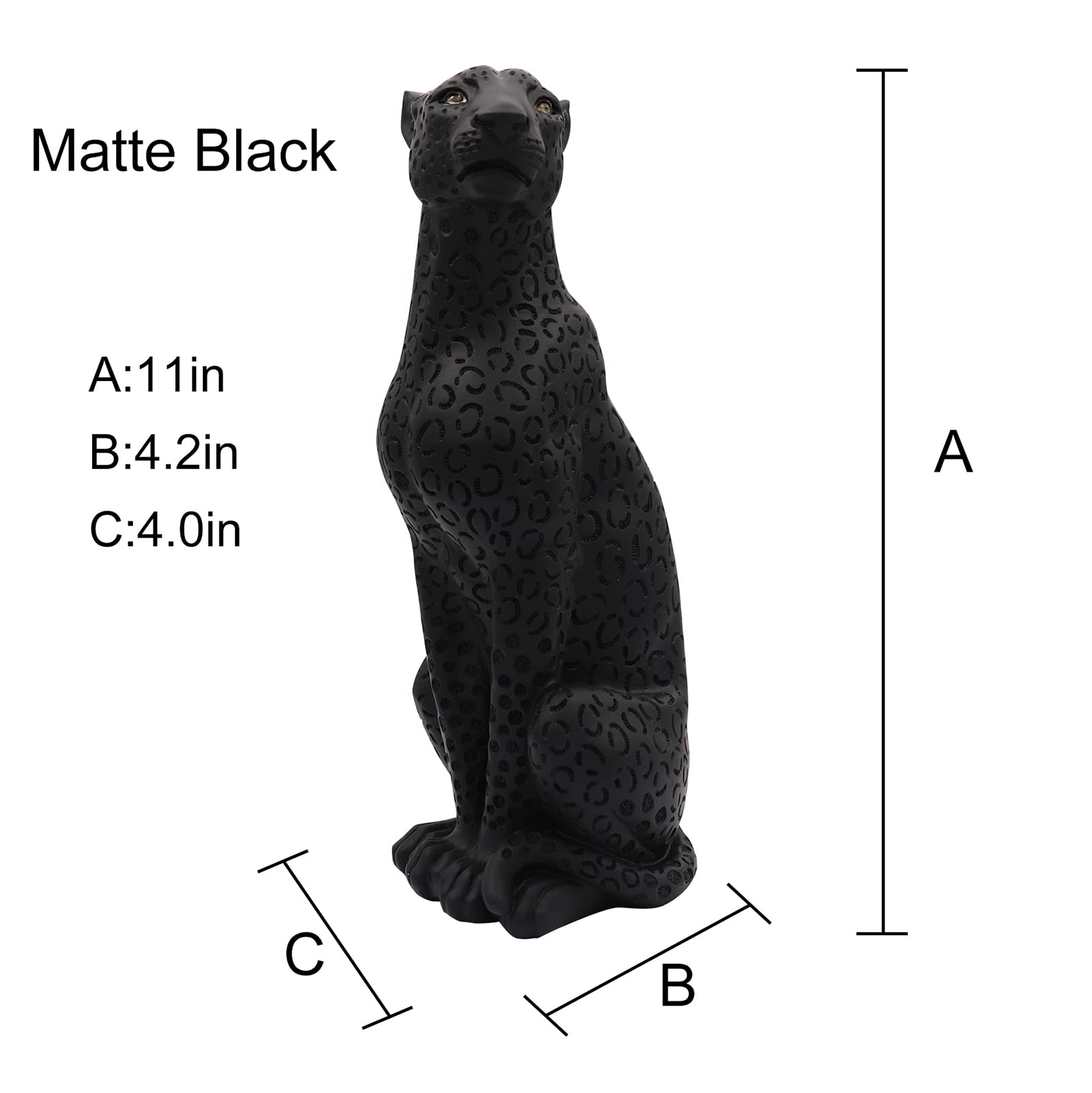 Polyroyal Cheetah Statue Black Panther Black Leopard Statue 11”H